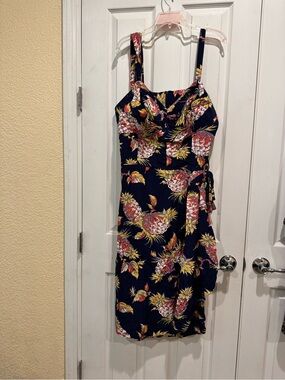 Trashy Diva Navy Pineapple Print Wrap Midi Dress
